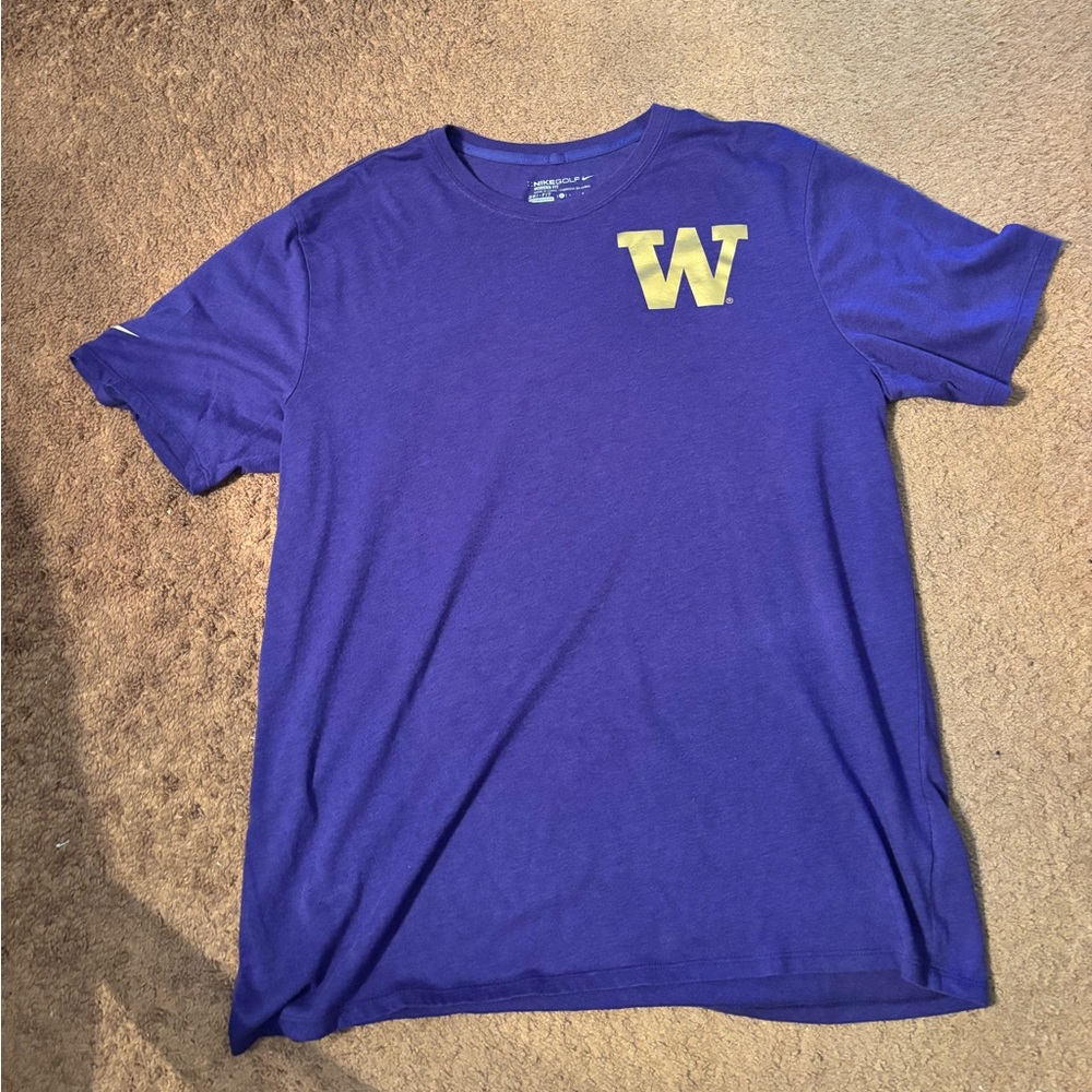 NIKE GOLF UW - UNIVERSITY OF WASHINGTON T SHIRT purple white gold dri fit sports